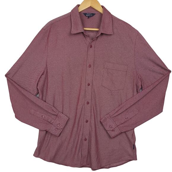 Ben Sherman Men's Button-Up Long Sleeve Shirt XL Cotton Polyester Blend Red - Picture 2 of 8